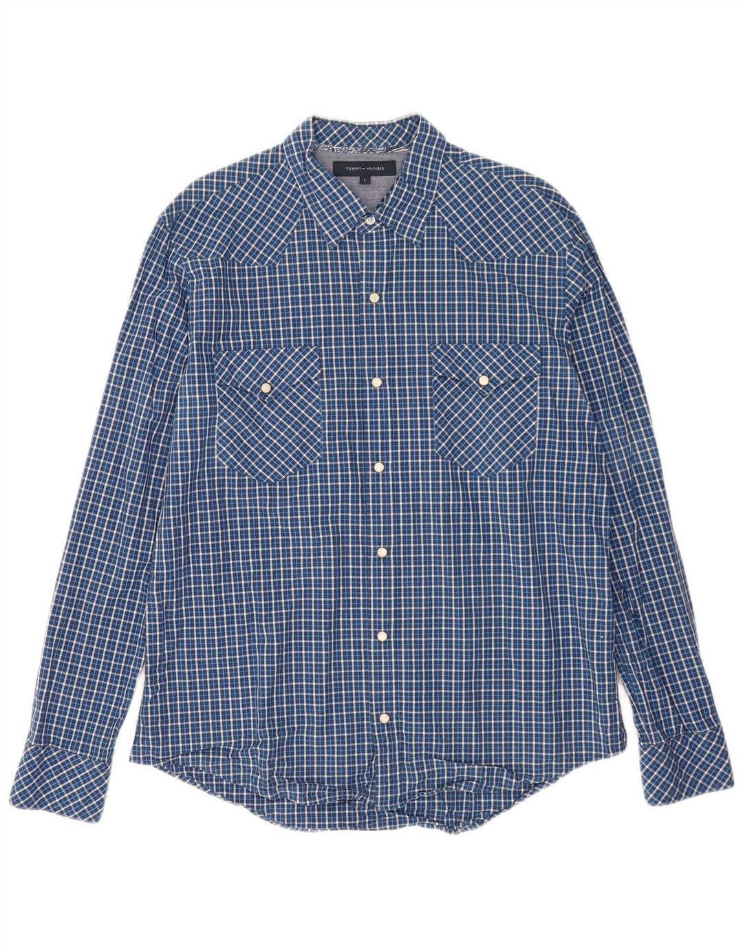 Camisa Tommy Hilfiger para hombre de algodón a cuadros azules grandes
