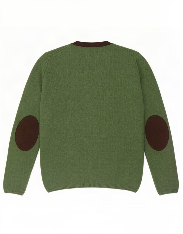 Fred Perry Jersey De Cuello Redondo Para Hombre Jersey De Lana Verde Grande