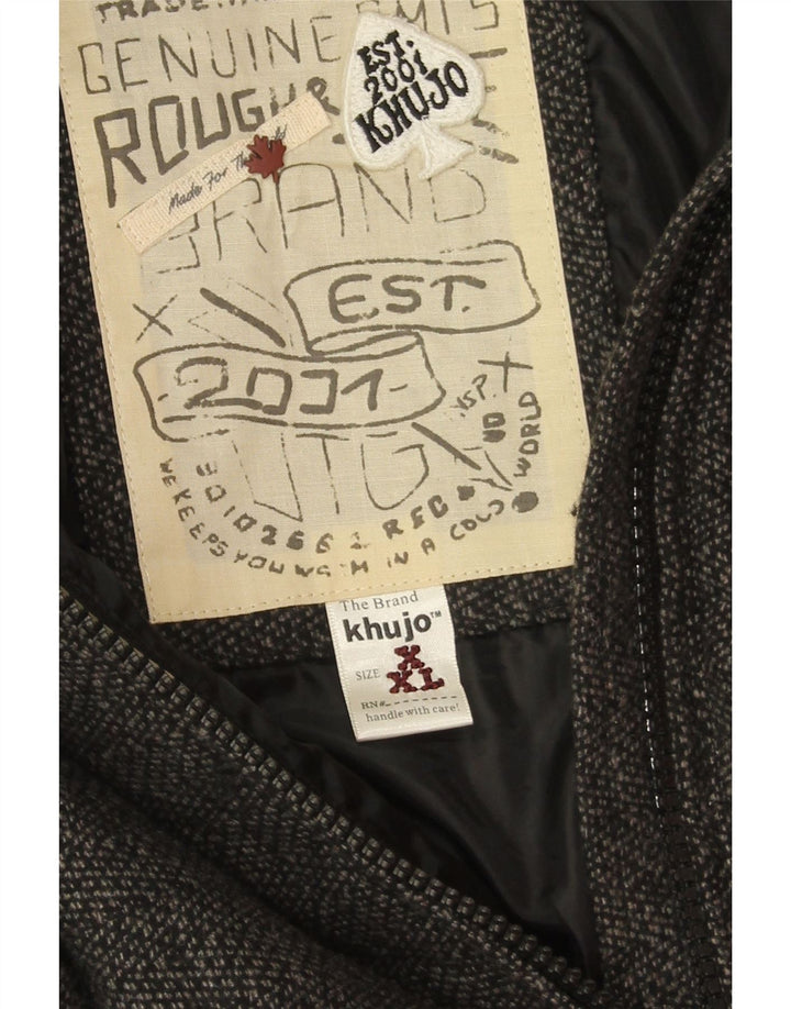 KHUJO Abrigo con capucha para mujer UK 20 2XL Poliéster moteado gris
