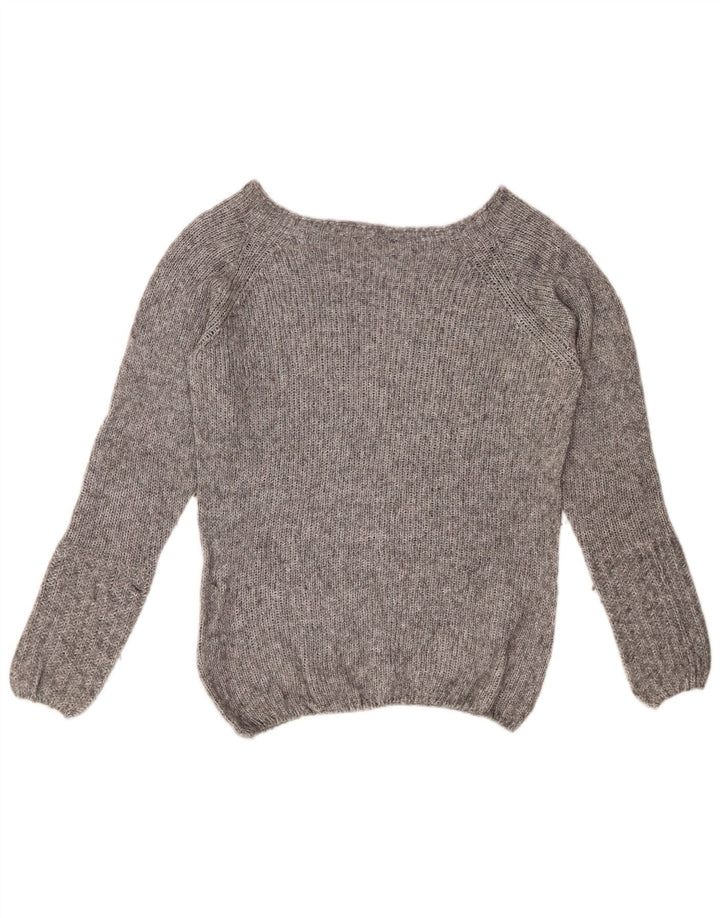 FRED PERRY Suéter tipo jersey con cuello barco para mujer Reino Unido 14 Gris medio moteado