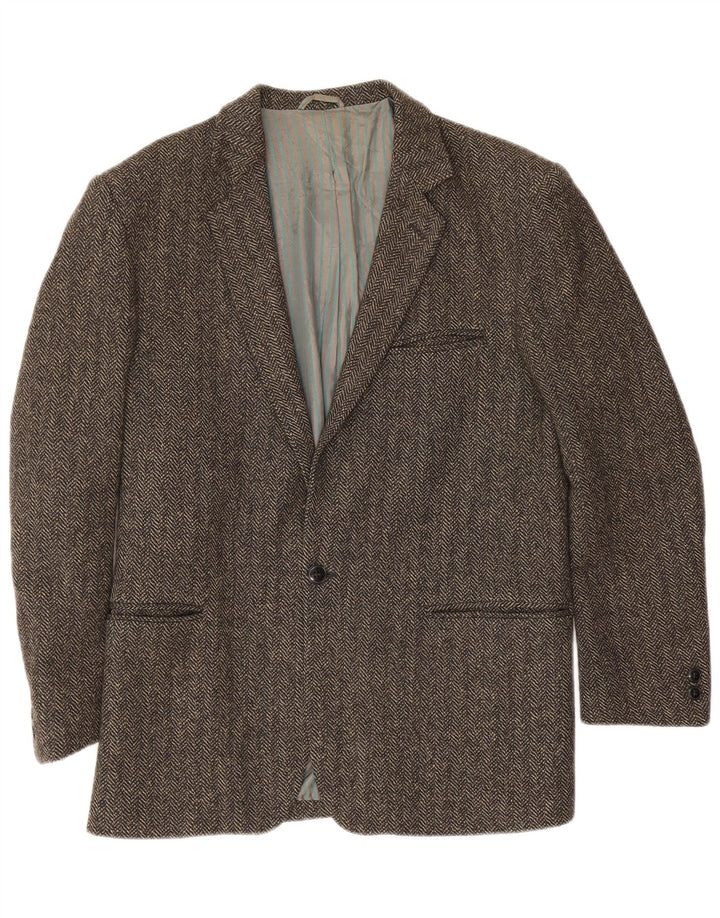 Pierre Laurent Chaqueta tipo blazer con 1 botón para hombre IT 46 Small Grey Herringbone