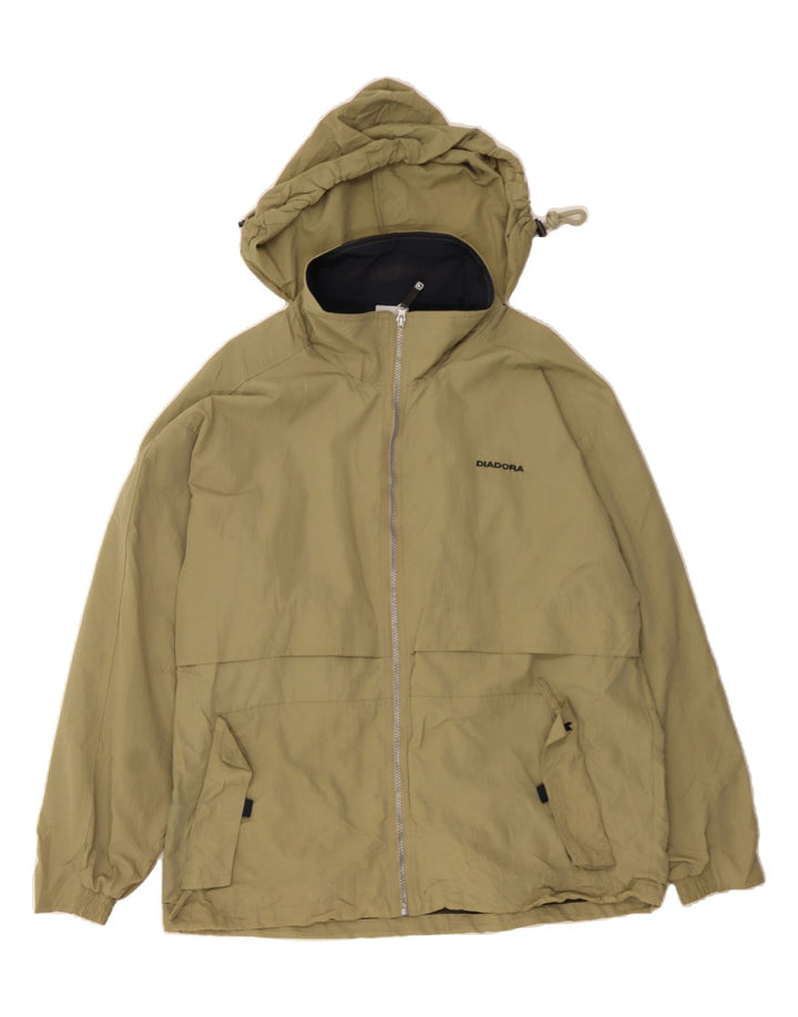 DIADORA Mens Hooded Rain Jacket UK 40 Large Beige Polyamide Vintage Diadora and Second-Hand Diadora from Messina Hembry 