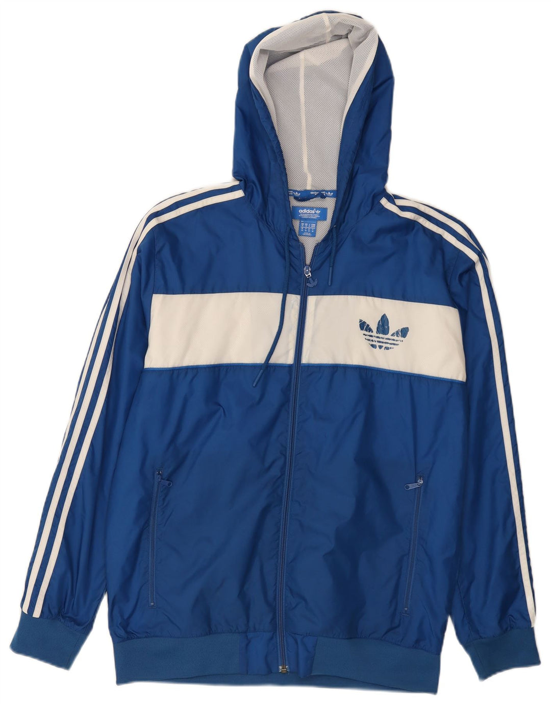 Adidas Chaqueta impermeable con capucha para hombre UK 38 Medium Blue Colourblock Nylon