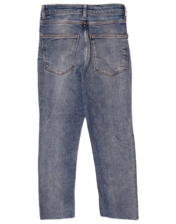 Zara Mujer Capri Vaqueros Slim Desgastados EU 36 XS W26 L22 Azul