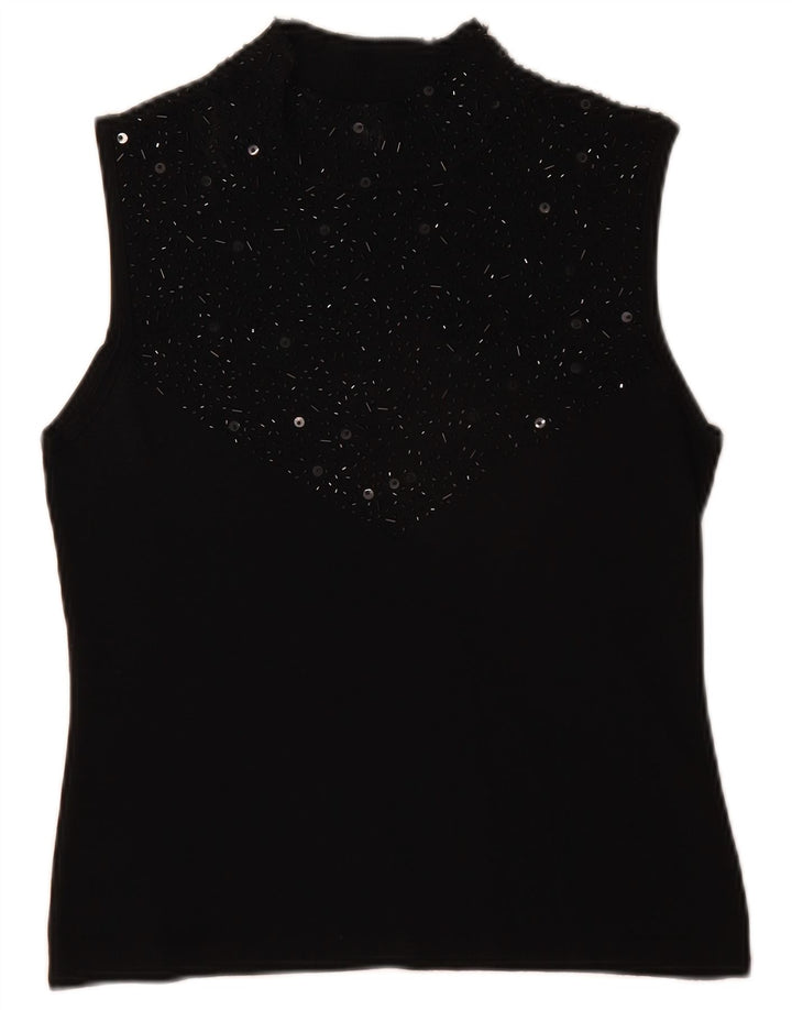 SKY DESIGN Blusa sin mangas para mujer US 2 XS Rayón negro