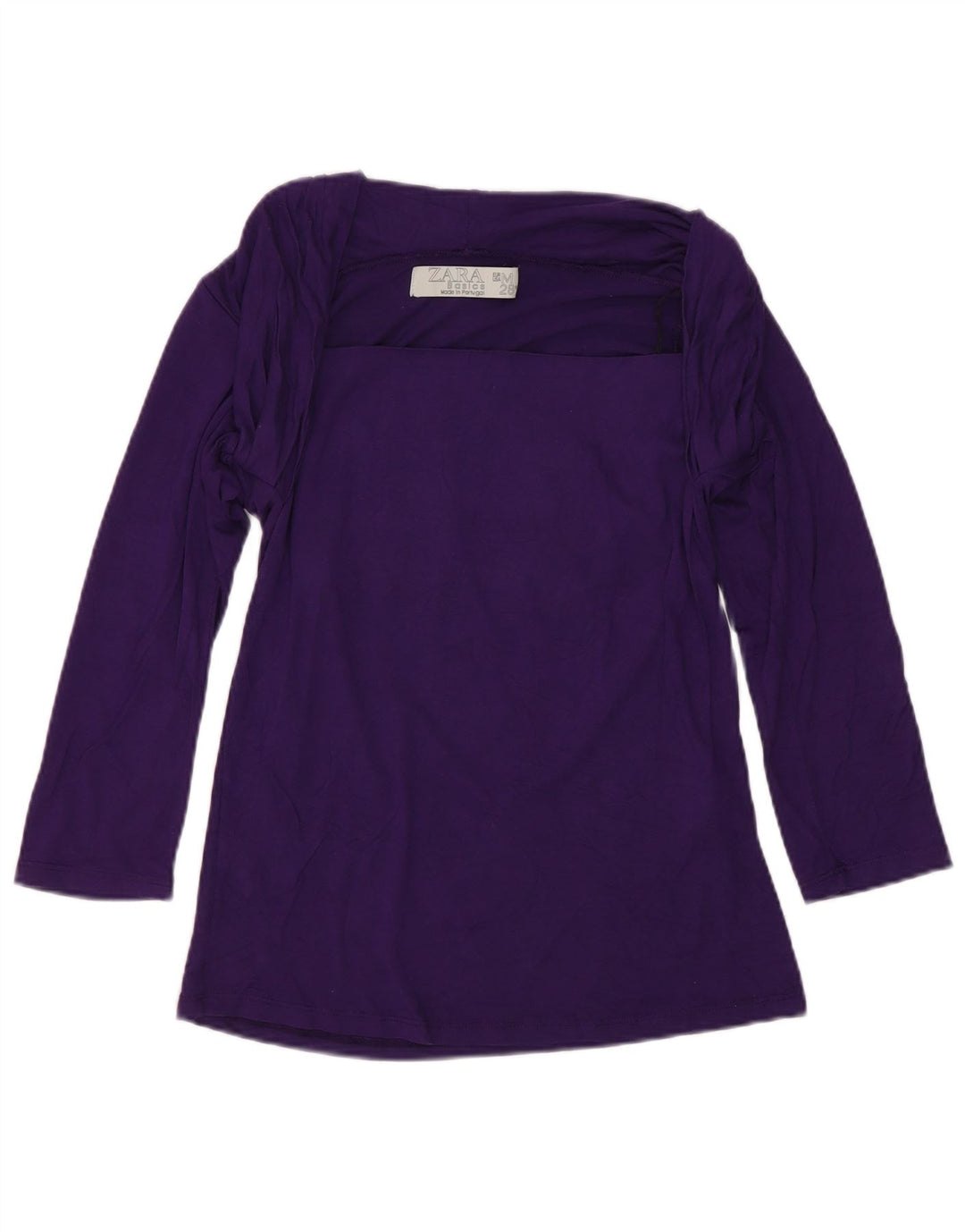 Zara Mujer Top Manga 3/4 UK 42 Viscosa Púrpura Mediana