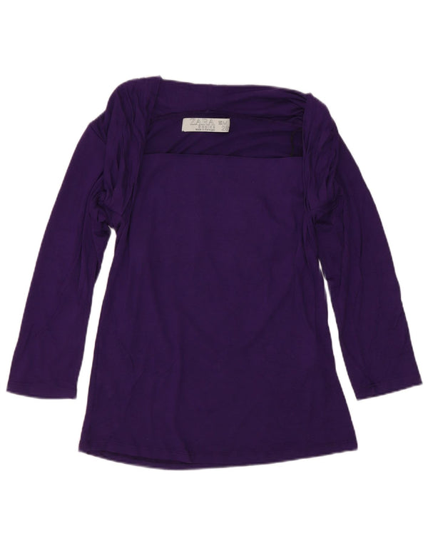 Zara Mujer Top Manga 3/4 UK 42 Viscosa Púrpura Mediana