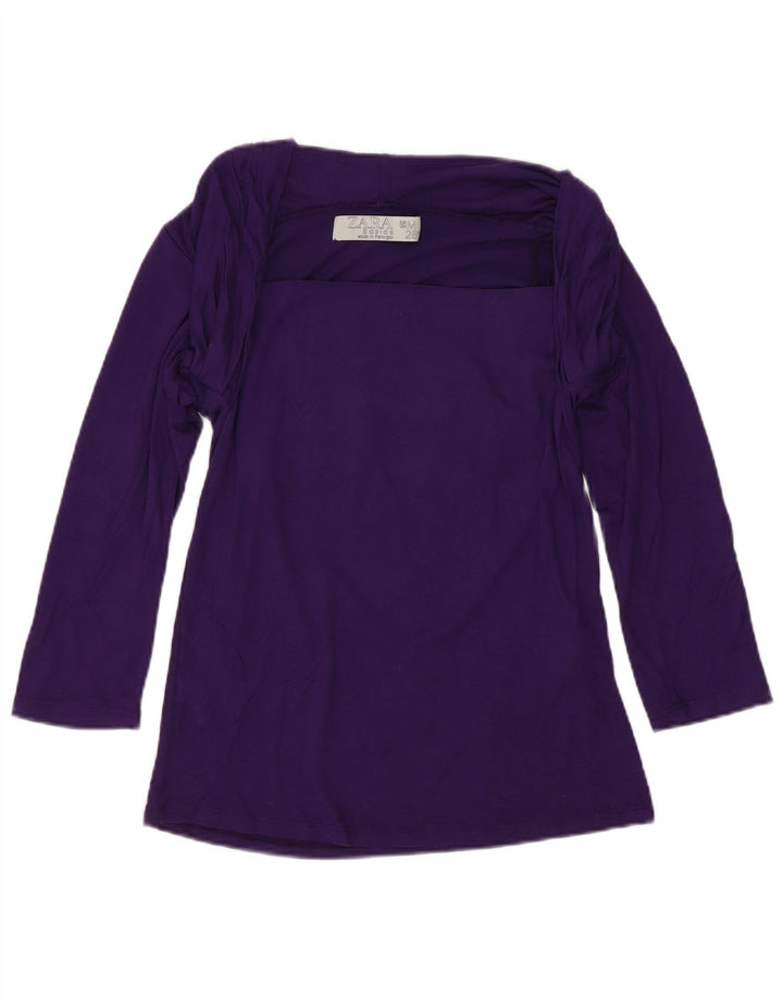 Zara Mujer Top Manga 3/4 UK 42 Viscosa Púrpura Mediana