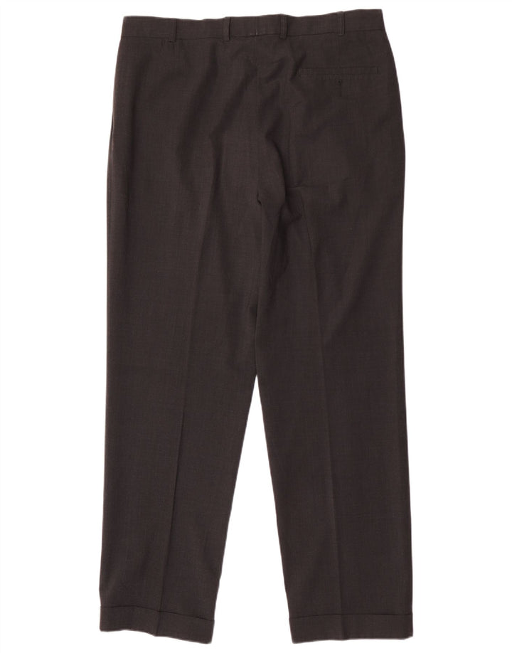 Marks & Spencer Pantalón de traje con pinzas para hombre W36 L31 Poliéster gris