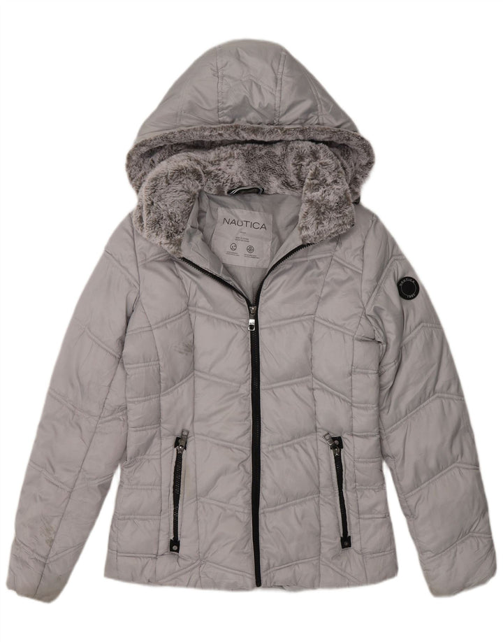 Nautica Chaqueta acolchada con capucha para mujer UK 6 XS Gris Poliéster