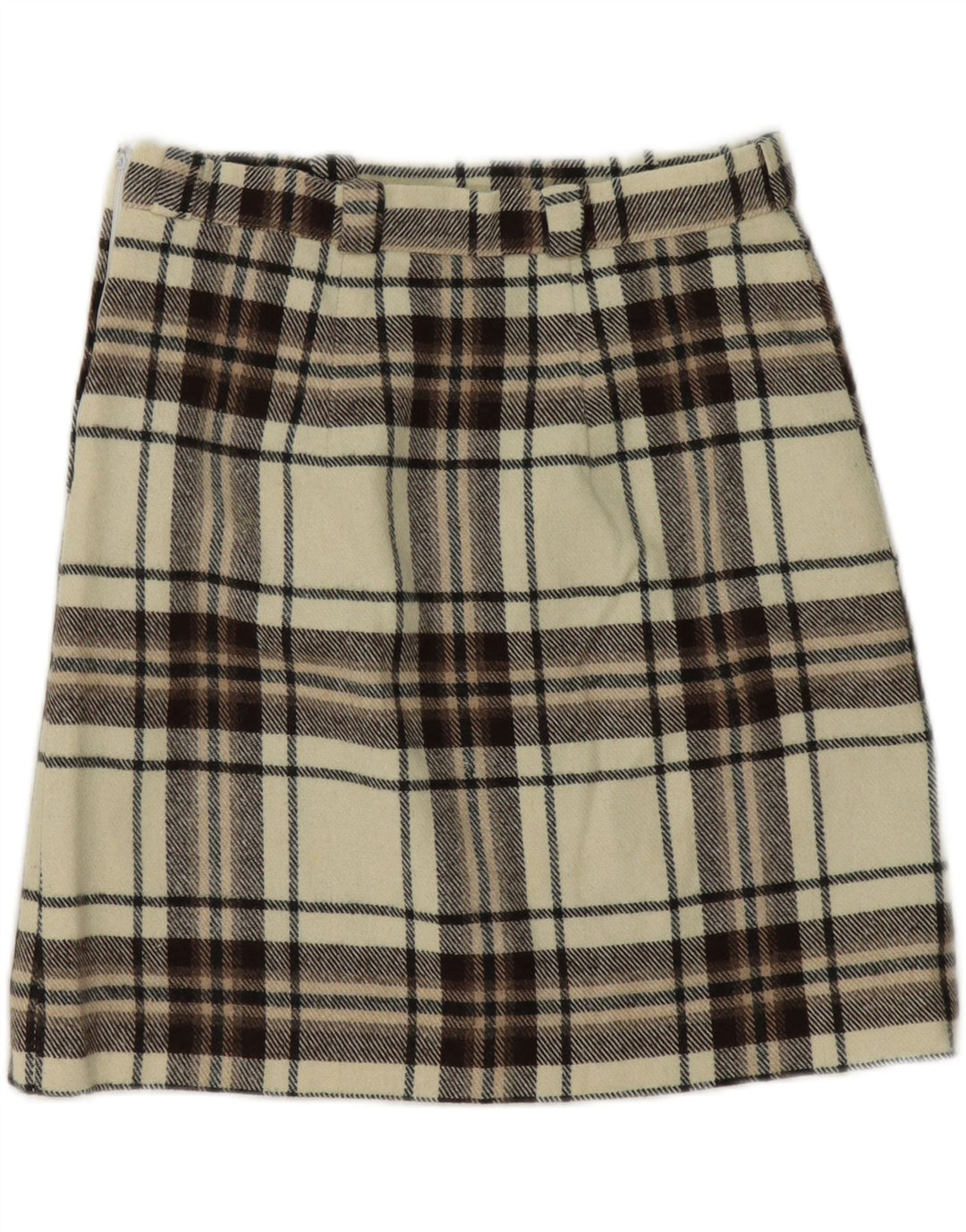 VINTAGE Womens Mini Skirt W28 Medium  Off White Plaid Vintage Vintage and Second-Hand Vintage from Messina Hembry 
