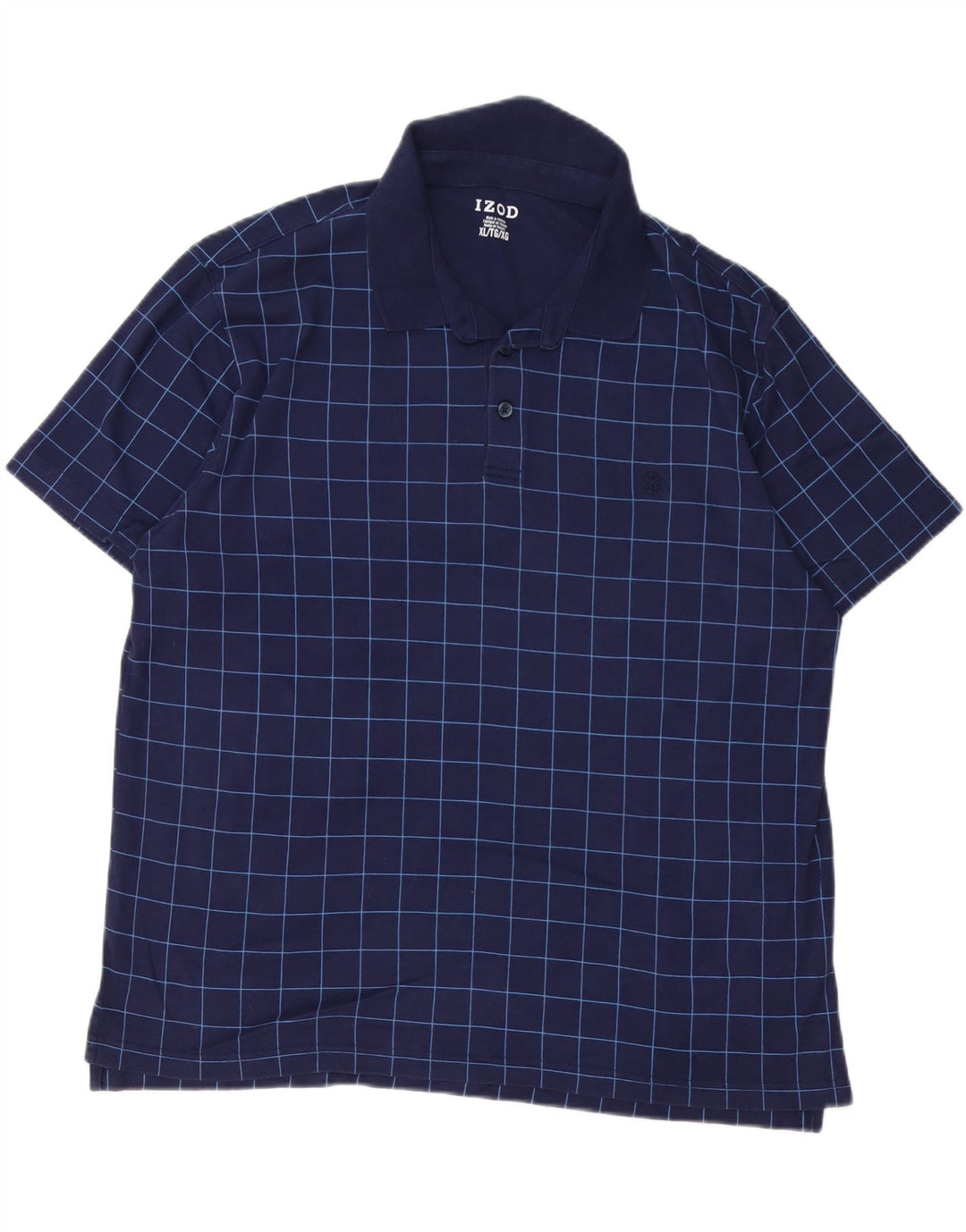 IZOD Polo Hombre XL Azul Marino Cuadros Algodón
