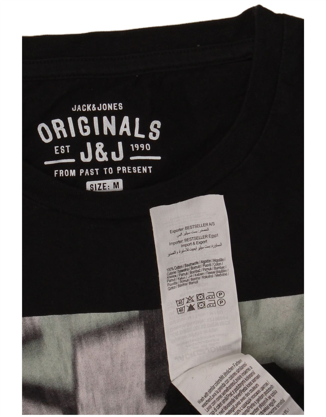 Jack & Jones - Camiseta gráfica para hombre, talla mediana, algodón negro
