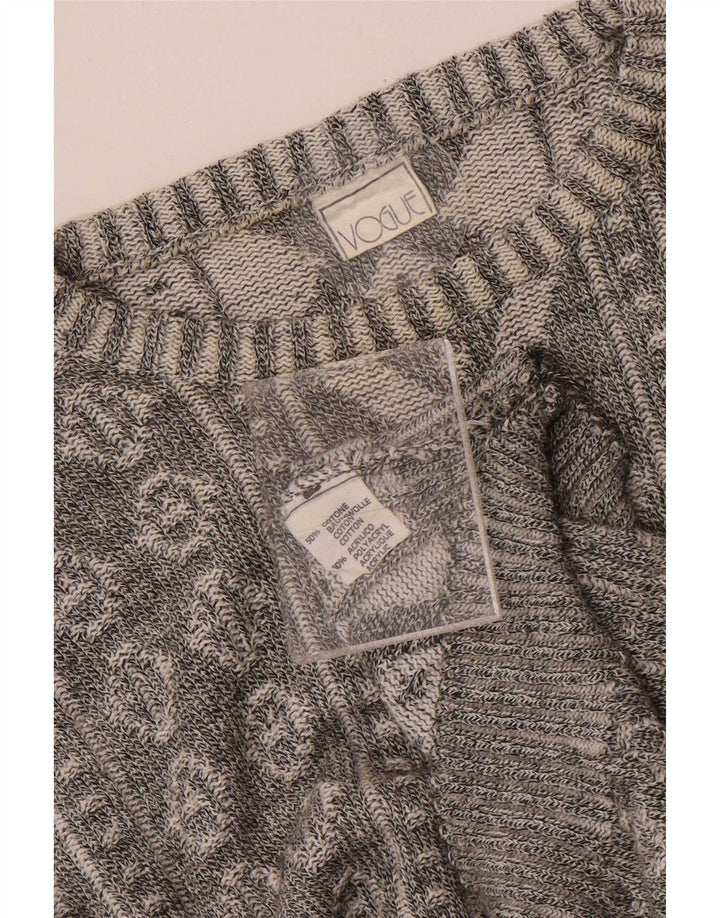 Vogue Hombre Jersey De Cuello Redondo Suéter Gris Medio Algodón Geométrico
