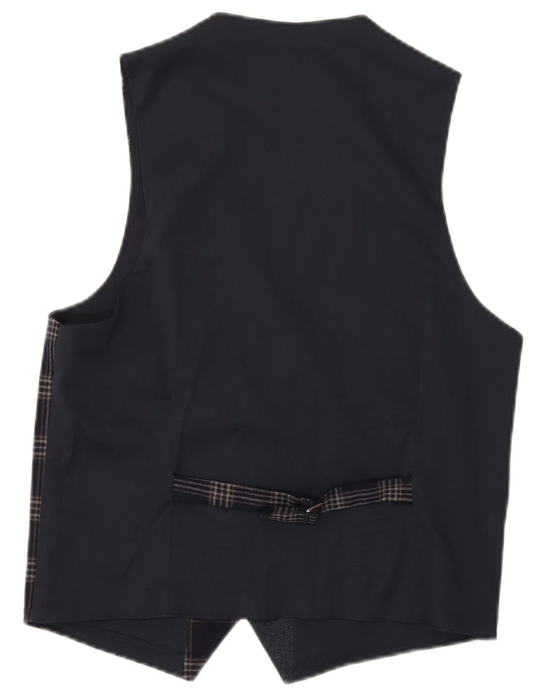 Chaleco vintage para hombre IT 46 Pequeño azul marino comprobar poliéster