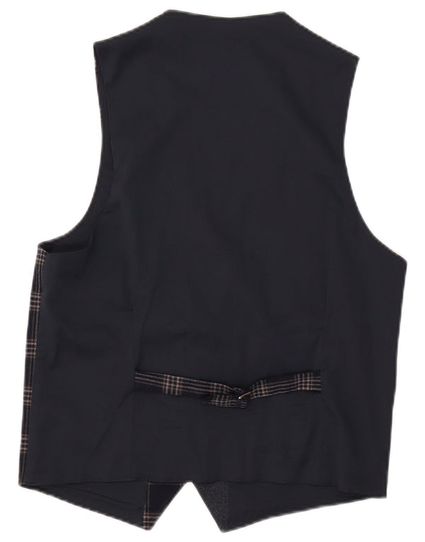 Chaleco vintage para hombre IT 46 Pequeño azul marino comprobar poliéster