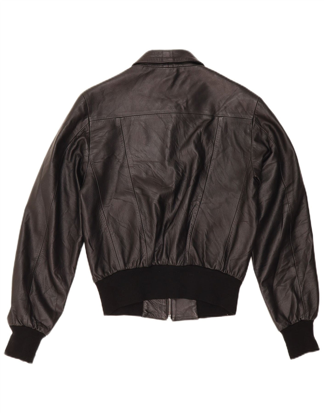 Vintage mujer bombardero chaqueta de cuero IT 44 cuero negro medio