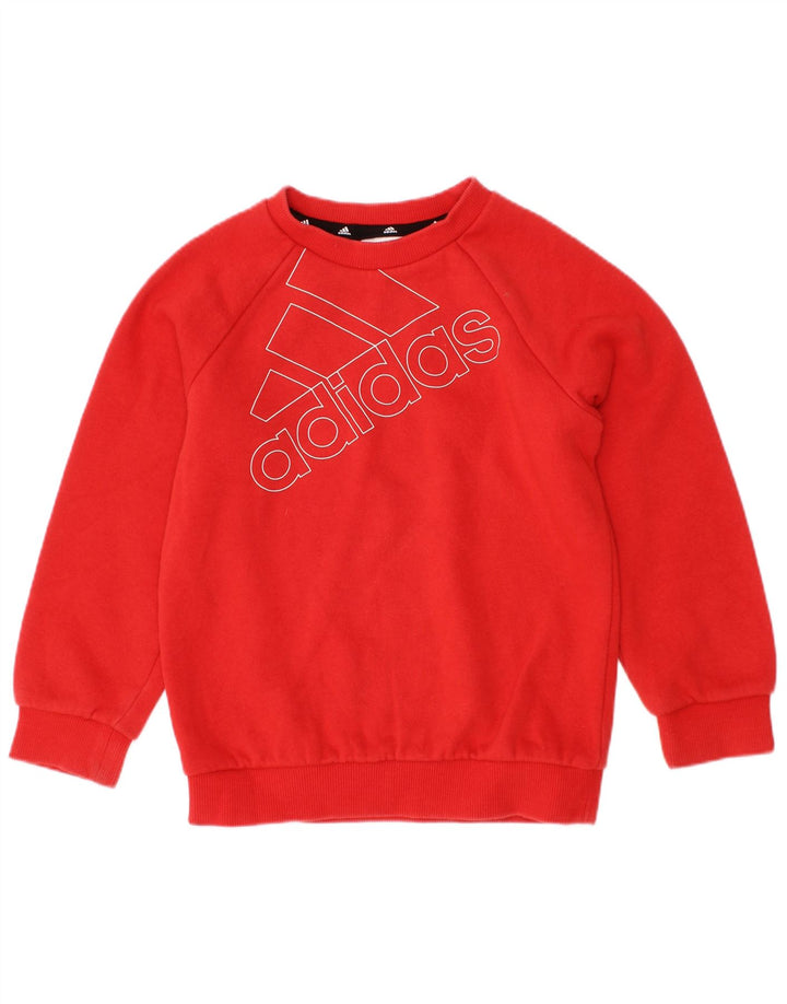Adidas - Sudadera gráfica para niños (2-3 años, algodón), color rojo