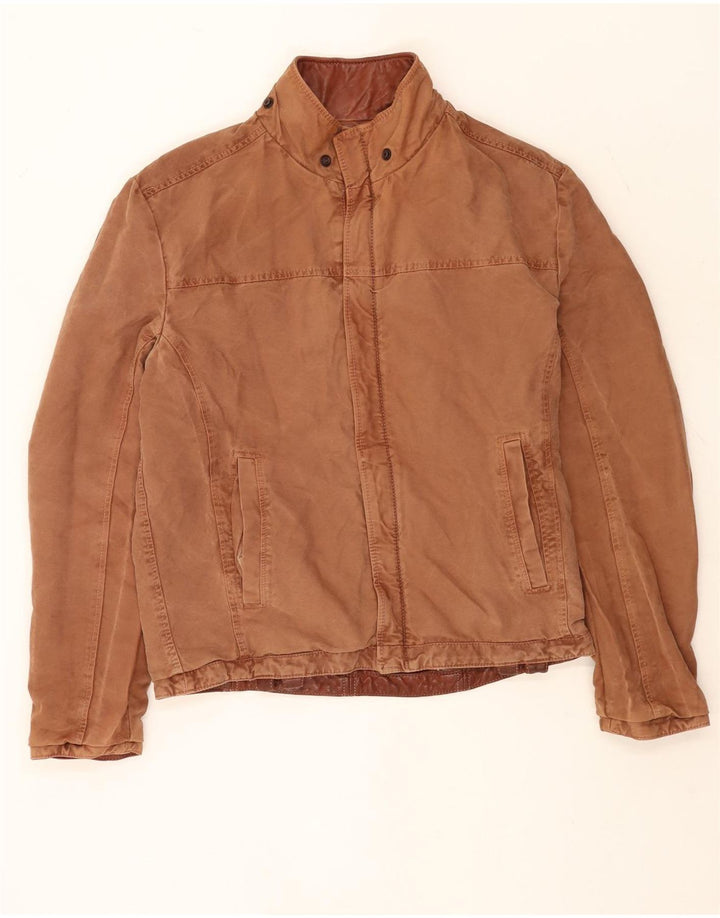 Vintage hombres chaqueta de cuero reversible Reino Unido 40 marrón grande