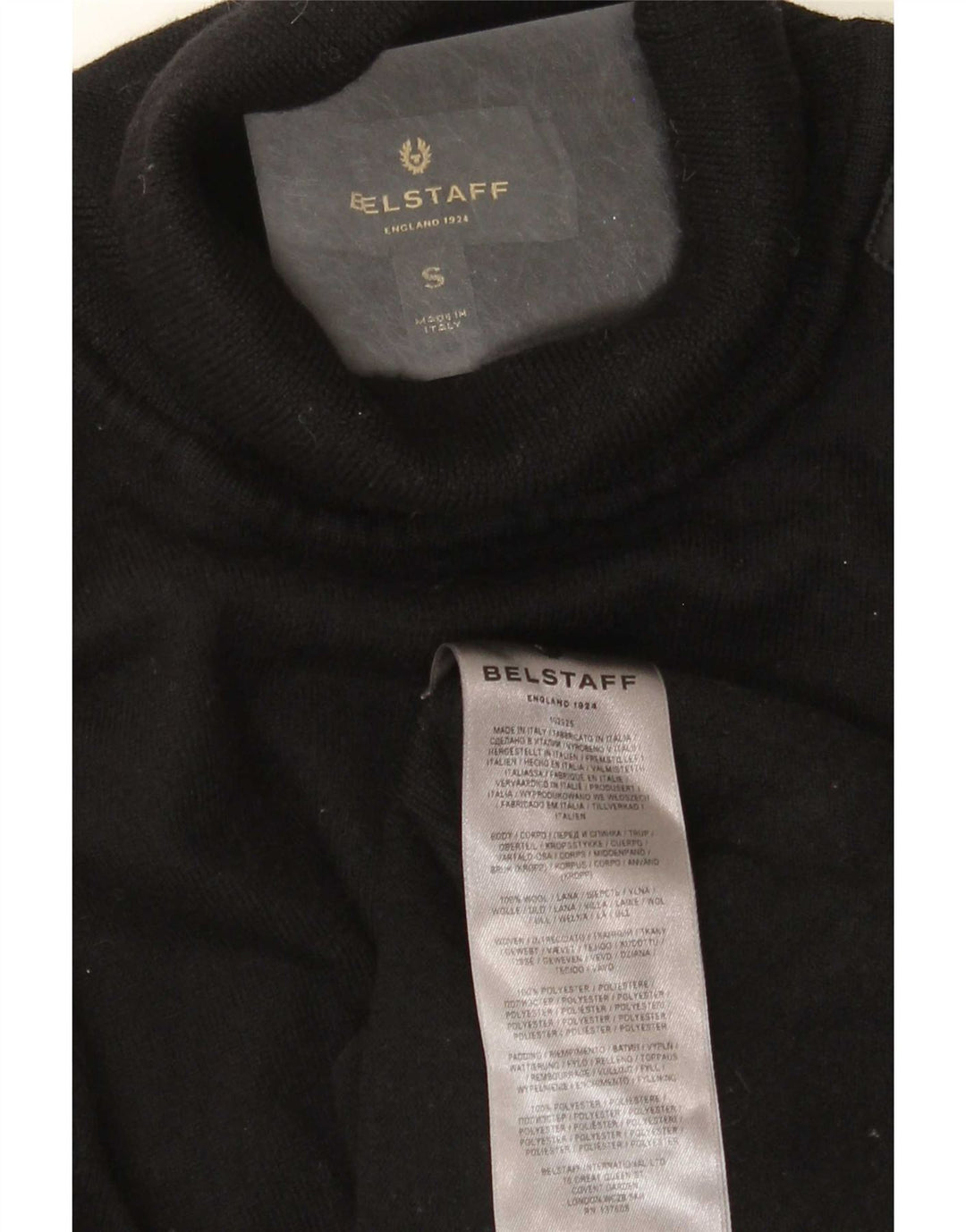 Belstaff - Jersey con cuello vuelto para hombre, talla pequeña, lana negra