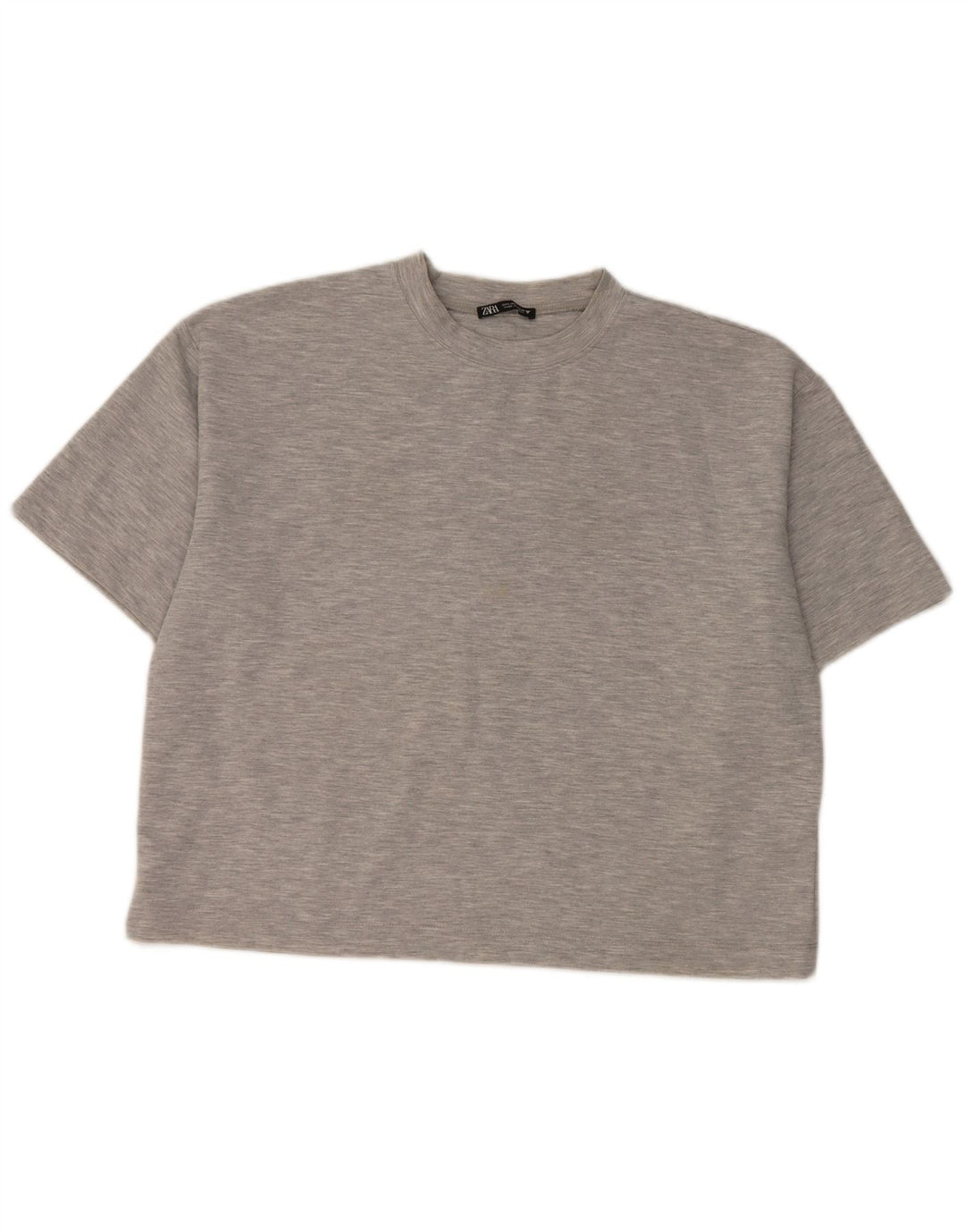 Zara Mujer Camiseta Top UK 46 Grande Gris Moteado Poliéster