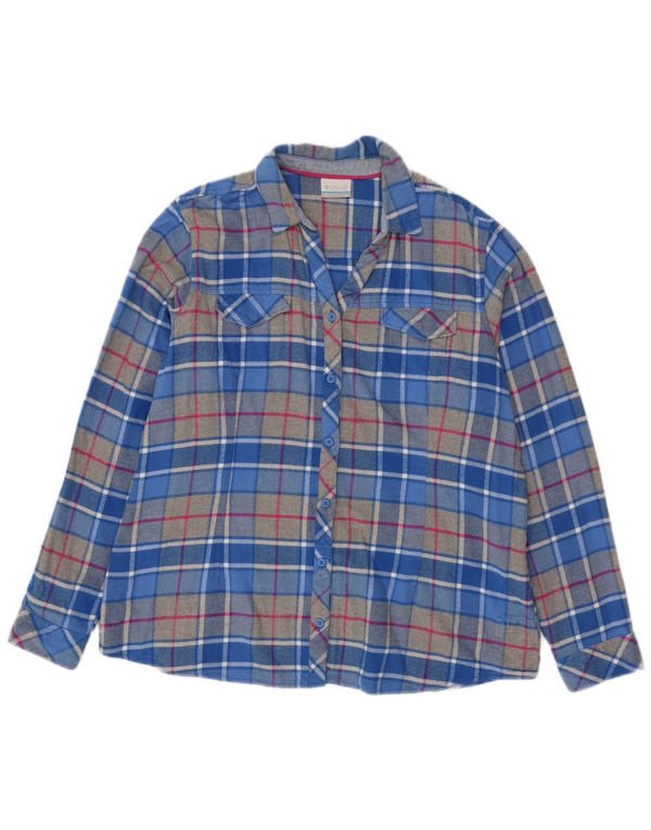 Columbia Camisa de franela extragrande para mujer UK 18 XL Algodón a cuadros azul