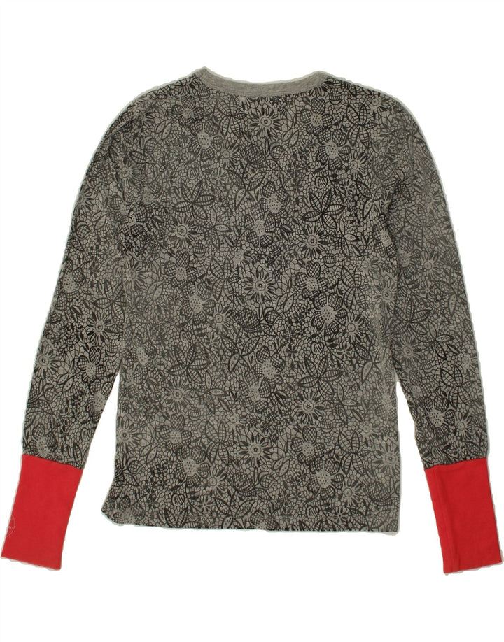 CONVERSE Womens Top Long Sleeve UK 10 Small Grey Floral Cotton Vintage Converse and Second-Hand Converse from Messina Hembry 