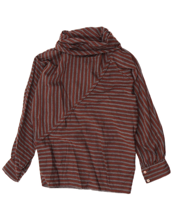 Blusa vintage para mujer IT 40 Small Brown Rayas