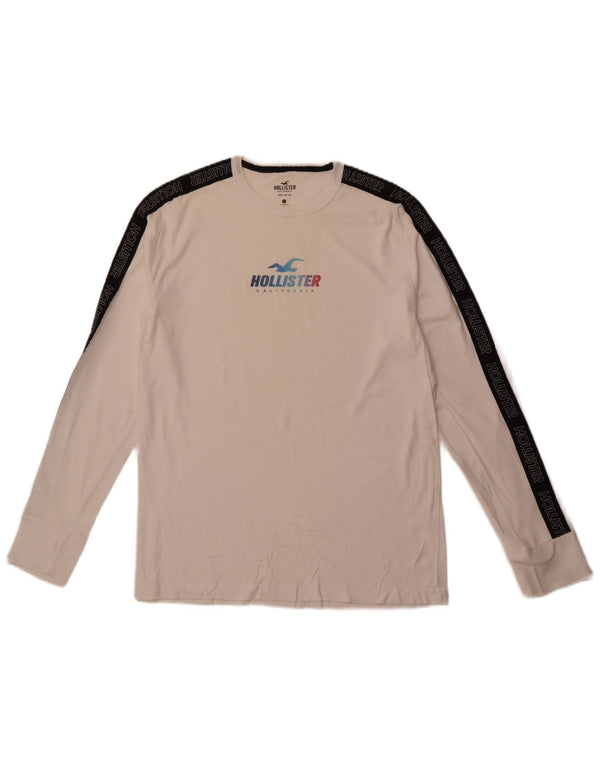 HOLLISTER Top gráfico de manga larga de algodón blanco con bloques de color para hombre