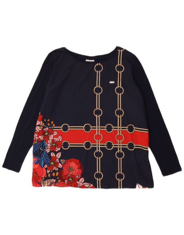 Asociación de Polo de EE. UU. Blusa para mujer Top UK 16 Grande Azul Marino Floral Algodón