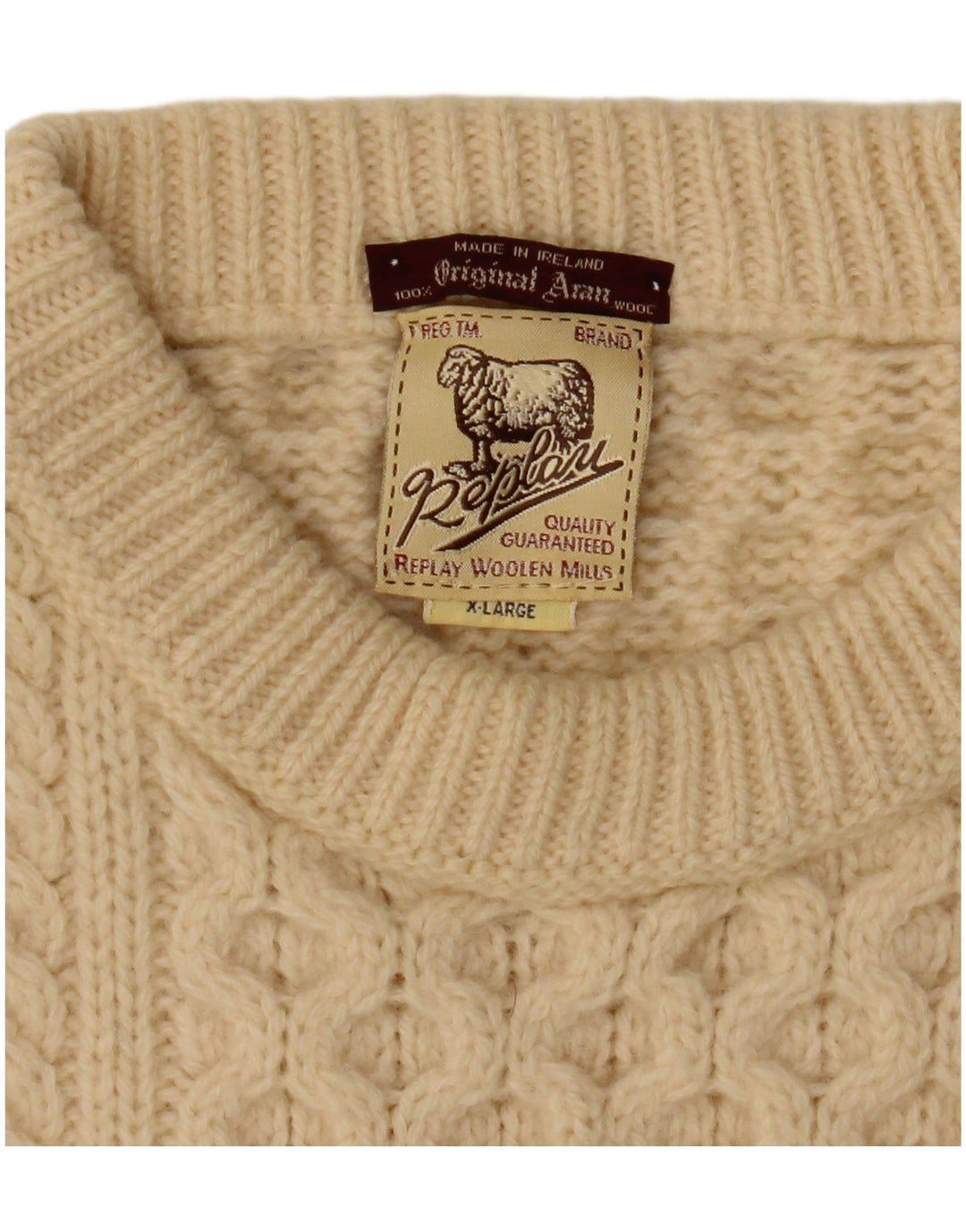 REPLAY Jersey de cuello redondo para hombre XL de lana blanca