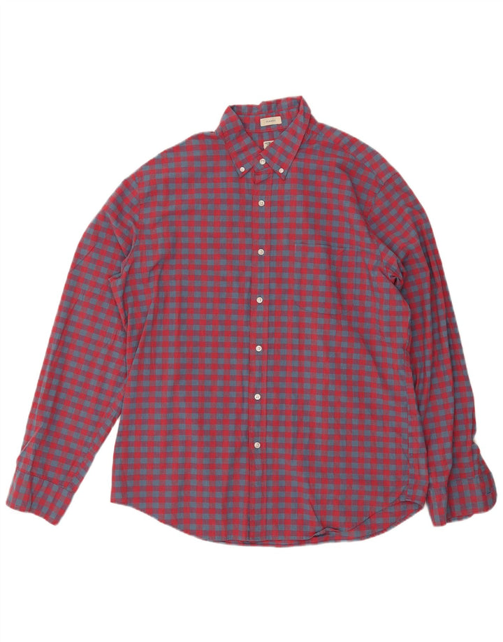 J. CREW Camisa de corte clásico para hombre de algodón a cuadros rojo grande