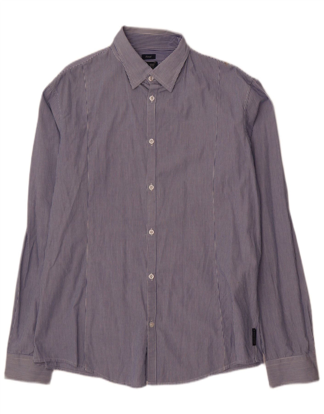 Armani Jeans Camisa ajustada para hombre 2XL Algodón azul a rayas