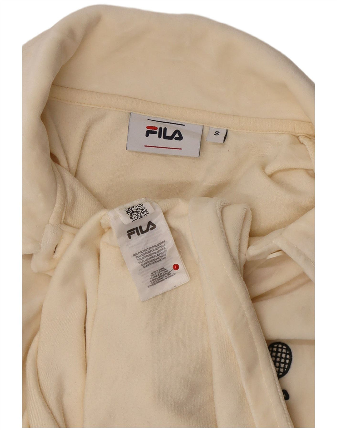 Fila Vestido Polo De Terciopelo Para Mujer UK 10 Pequeño Poliéster Blanco Roto