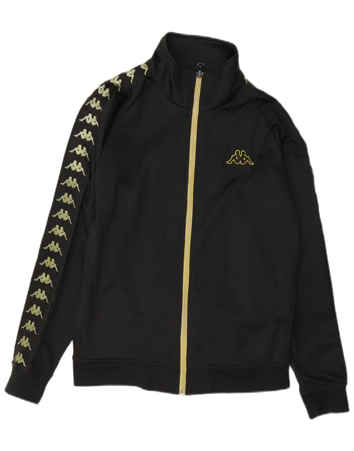 Kappa Chaqueta superior de chándal gráfico para mujer UK 40 Mediano Poliéster negro