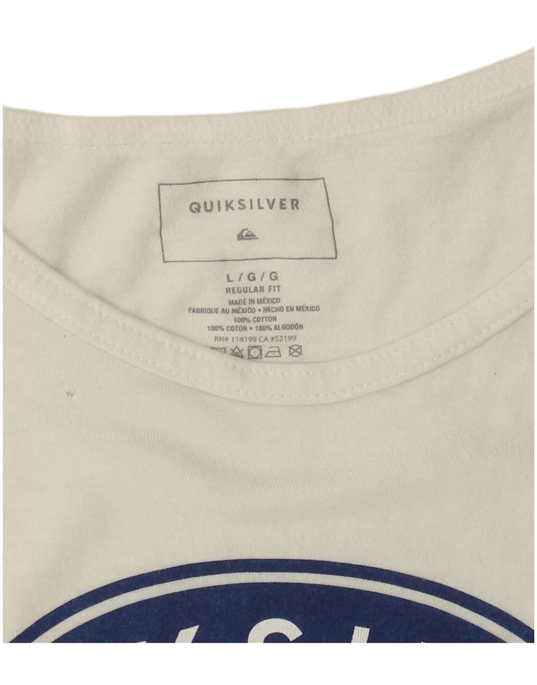 Quiksilver Hombre Gráfico Chaleco Top Grande Algodón Blanco