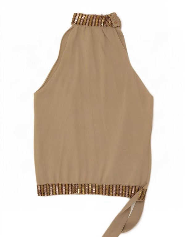 Zara Mujer Halter Top UK 42 Rayón Gris Medio
