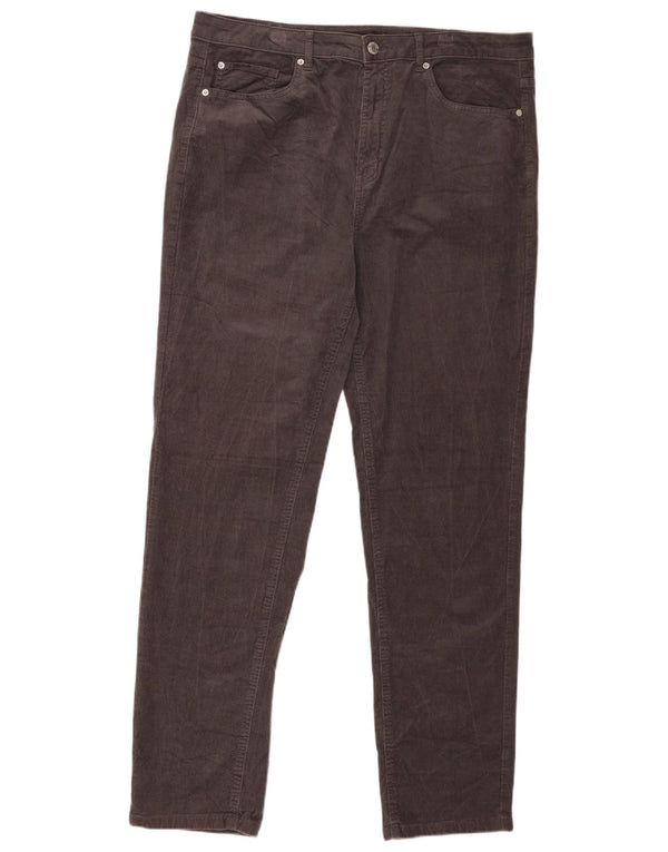 Marks & Spencer Womens Slim Corduroy Trousers UK 18 XL W38 L31 Grey Cotton