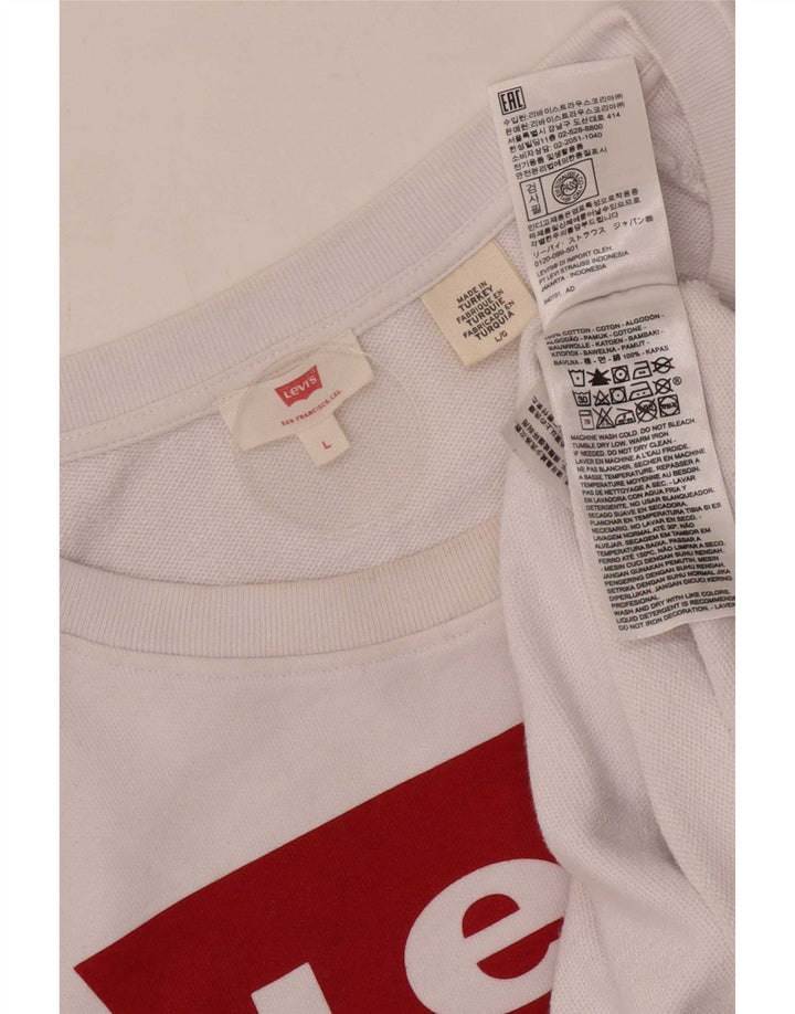 Levi's Sudadera de gran tamaño con gráfico para mujer UK 46 Large White Cotton
