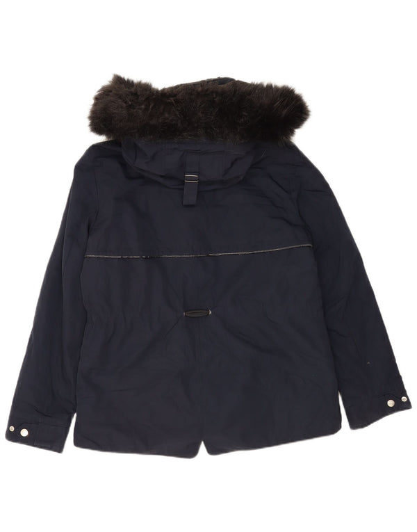 Zara Mujer Parka Con Capucha Chaqueta UK 44 Medium Azul Marino