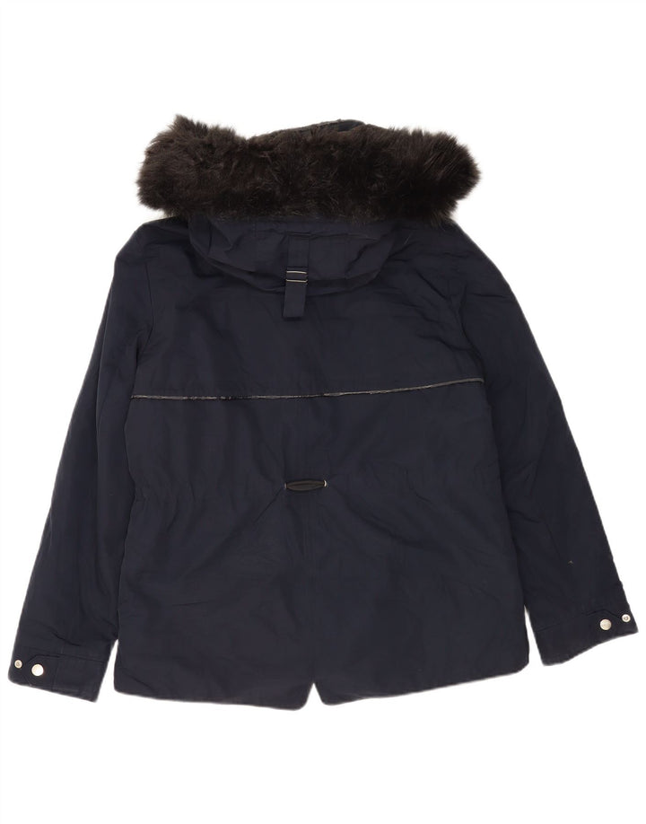 Zara Mujer Parka Con Capucha Chaqueta UK 44 Medium Azul Marino