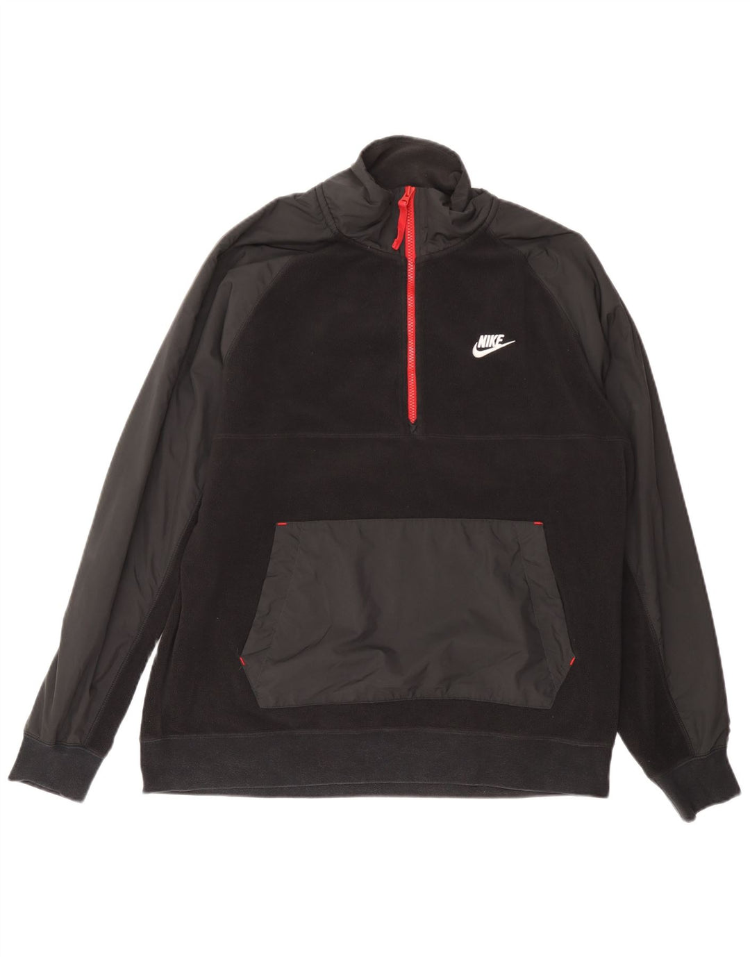 Nike Jersey De Polar Con Cremallera Y Cuello Para Hombre, Grande, Negro, Poliéster Colorblock