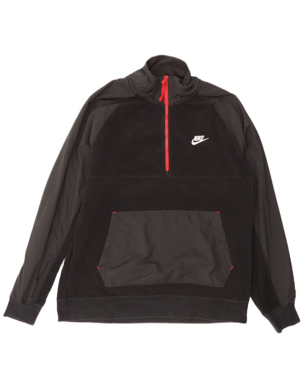 Nike Jersey De Polar Con Cremallera Y Cuello Para Hombre, Grande, Negro, Poliéster Colorblock
