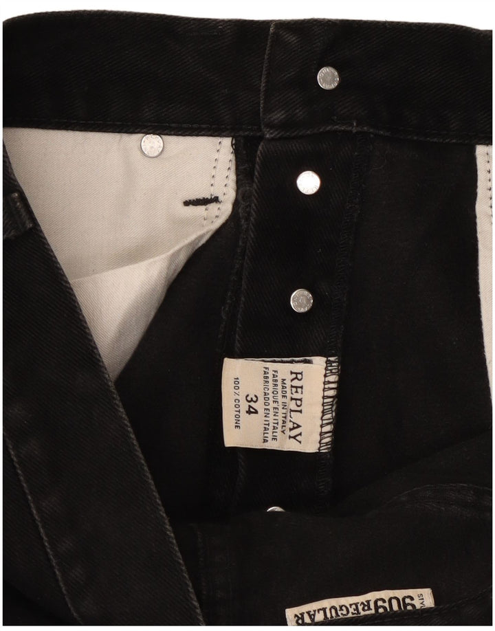 Replay Vaqueros rectos para hombre W34 L28 Algodón negro