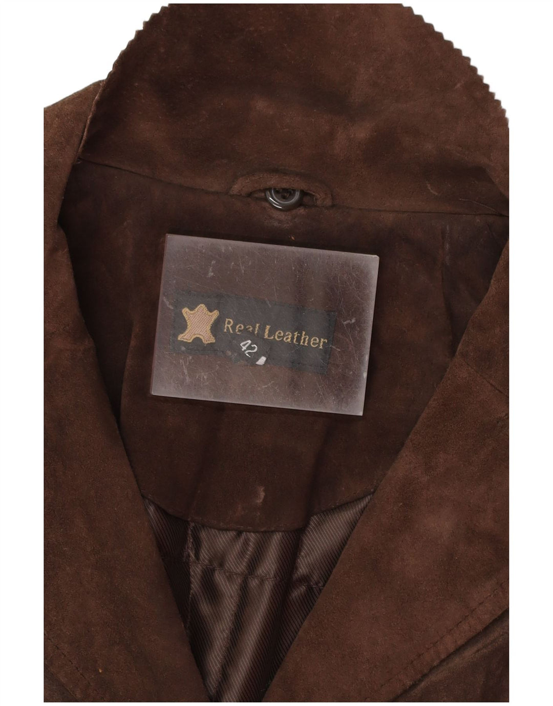 VINTAGE Chaqueta de ante para mujer EU 42 Cuero marrón grande