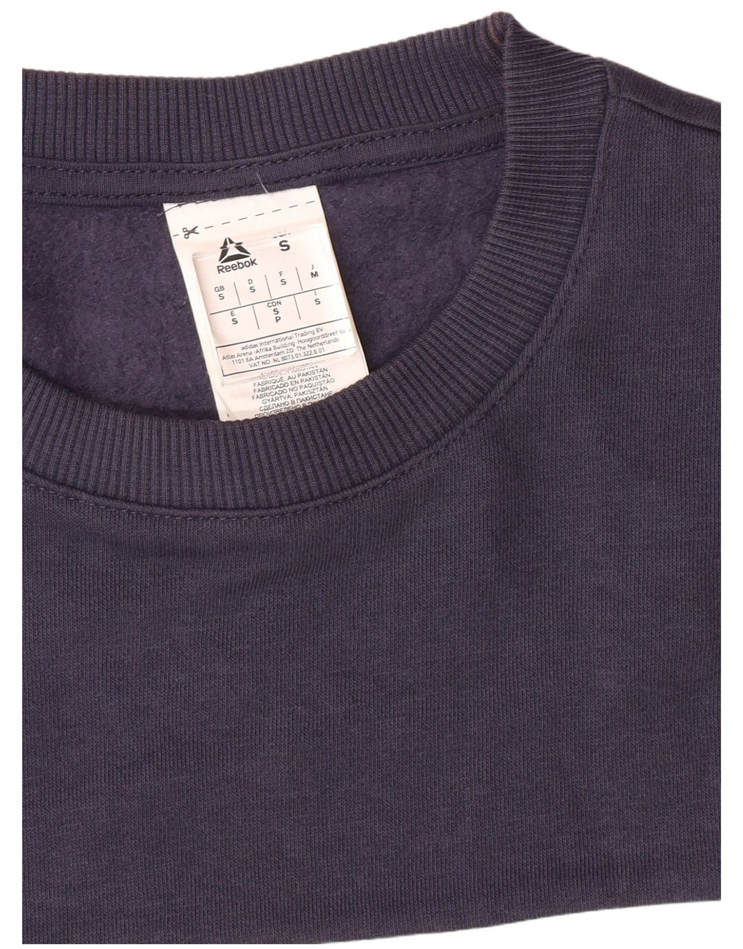 REEBOK Mens Graphic Sweatshirt Jumper Small Navy Blue Colourblock Cotton