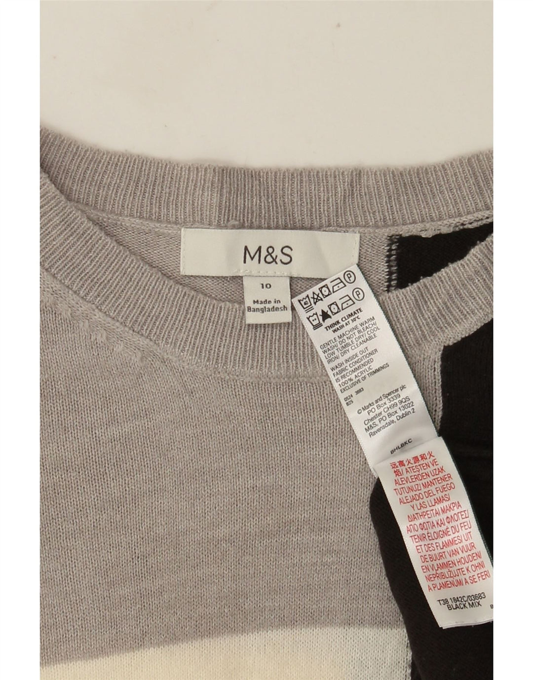 Marks & Spencer Jersey con Cuello Barco para Mujer UK 10 Small Grey