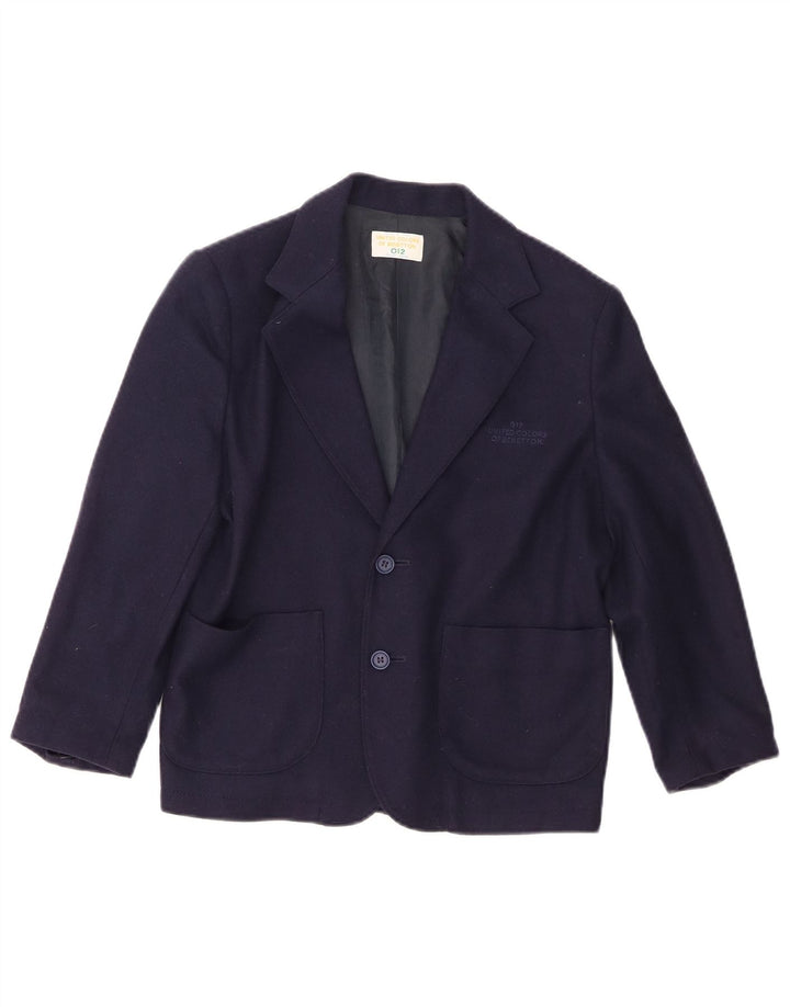 Benetton Chaqueta Americana De 2 Botones Para Niño 10-11 Años Mediana Lana Azul Marino
