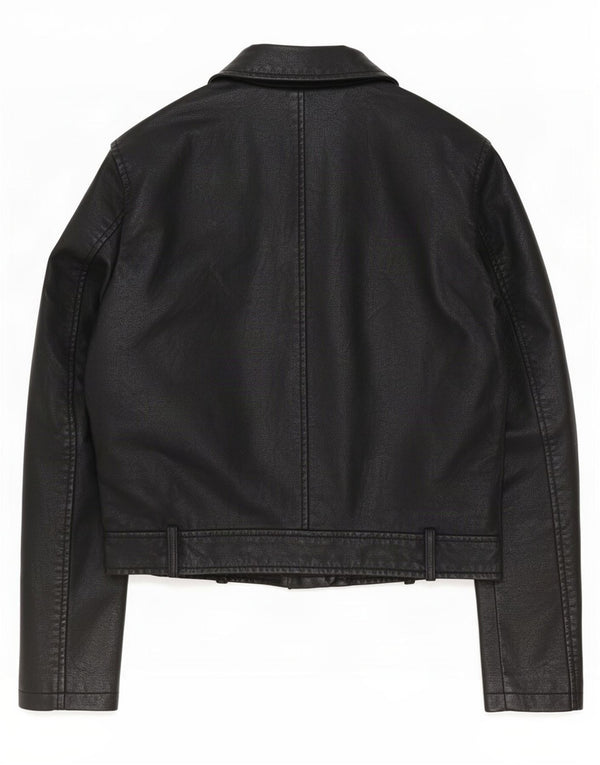 Cavalini Chaqueta motera de piel sintética para mujer UK 46 Large Polietileno negro