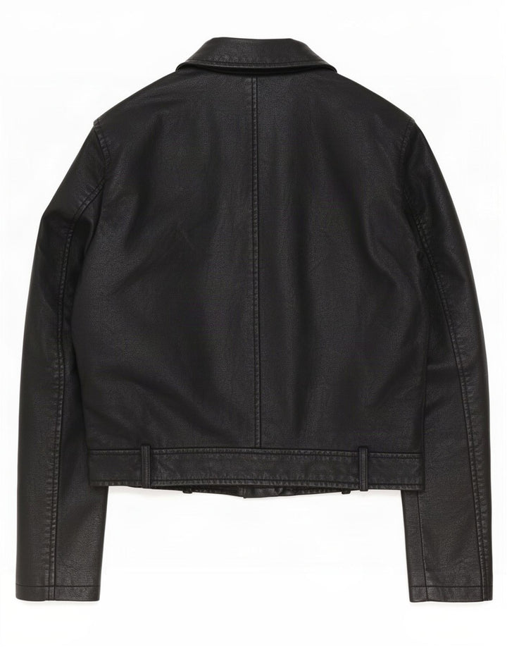 Cavalini Chaqueta motera de piel sintética para mujer UK 46 Large Polietileno negro
